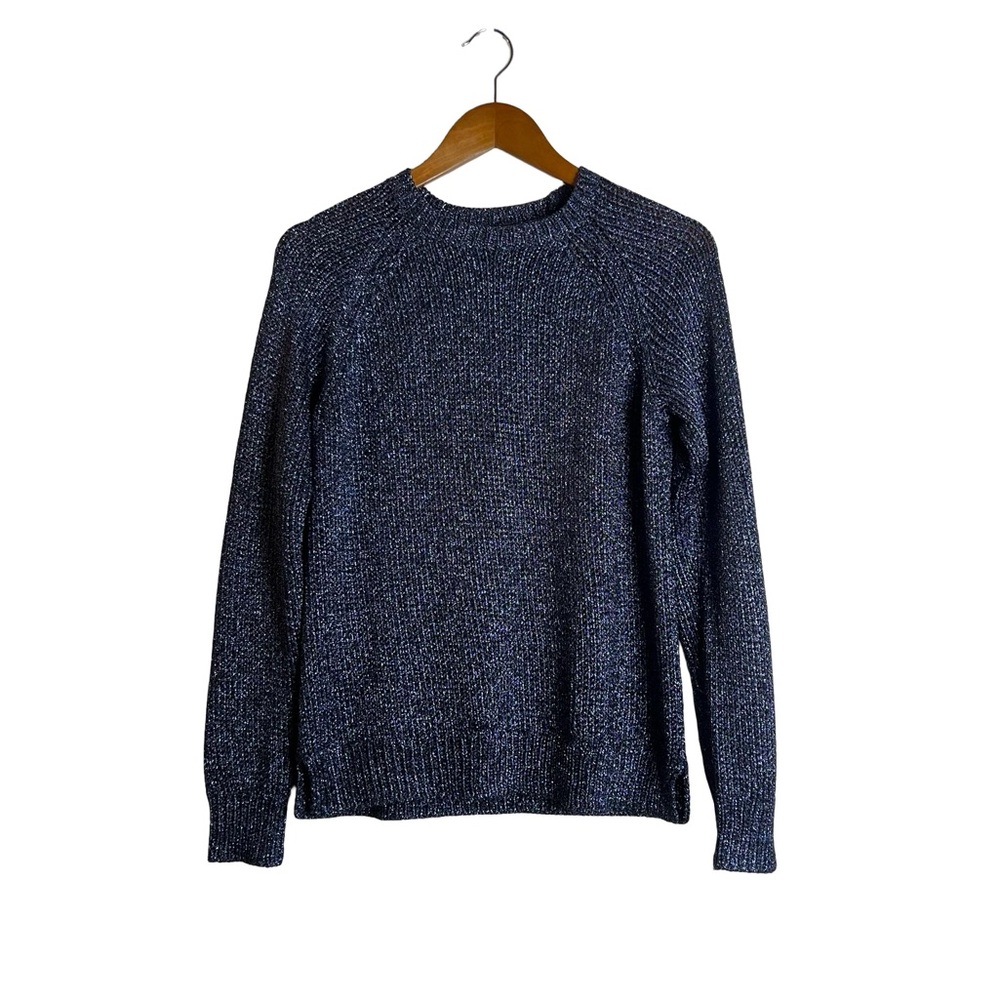 J. Crew blue metallic‎ knit sweater. Size medium